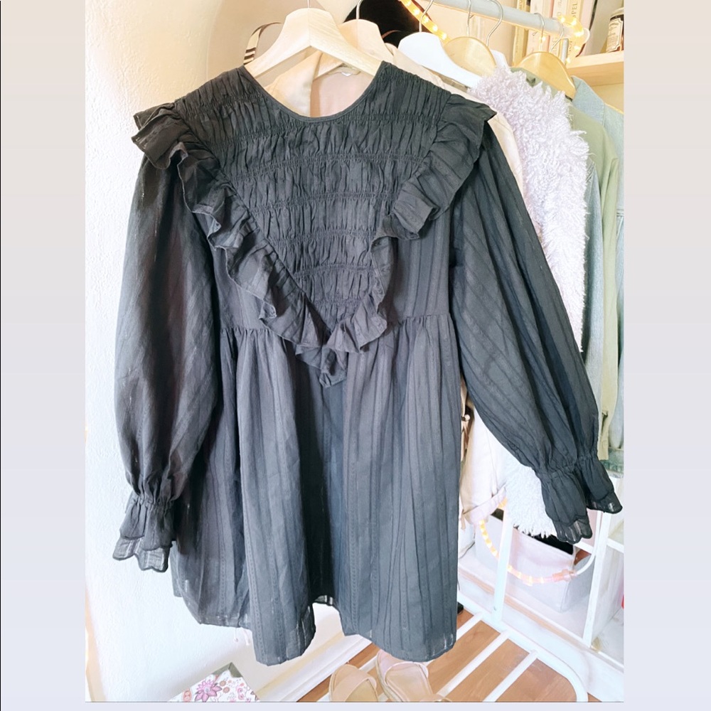 URBAN Outfitters Intricate long sleeve black dress